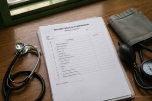 Reviewing medical checklist before Pakistan Army medical test