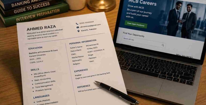 Bank job CV format for freshers in Pakistan - sample resume